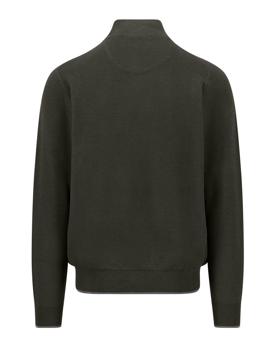 Fynch-Hatton Jumpers Fynch-Hatton Dark Green Structure Half-Zip Jumper