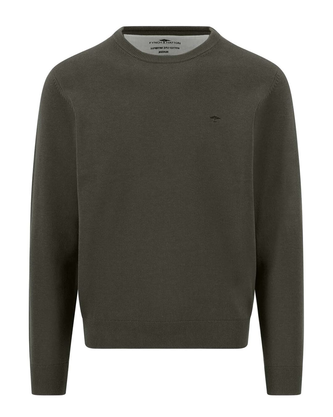 Fynch-Hatton Jumpers Fynch-Hatton Dark Green Superfine Crew Neck Jumper