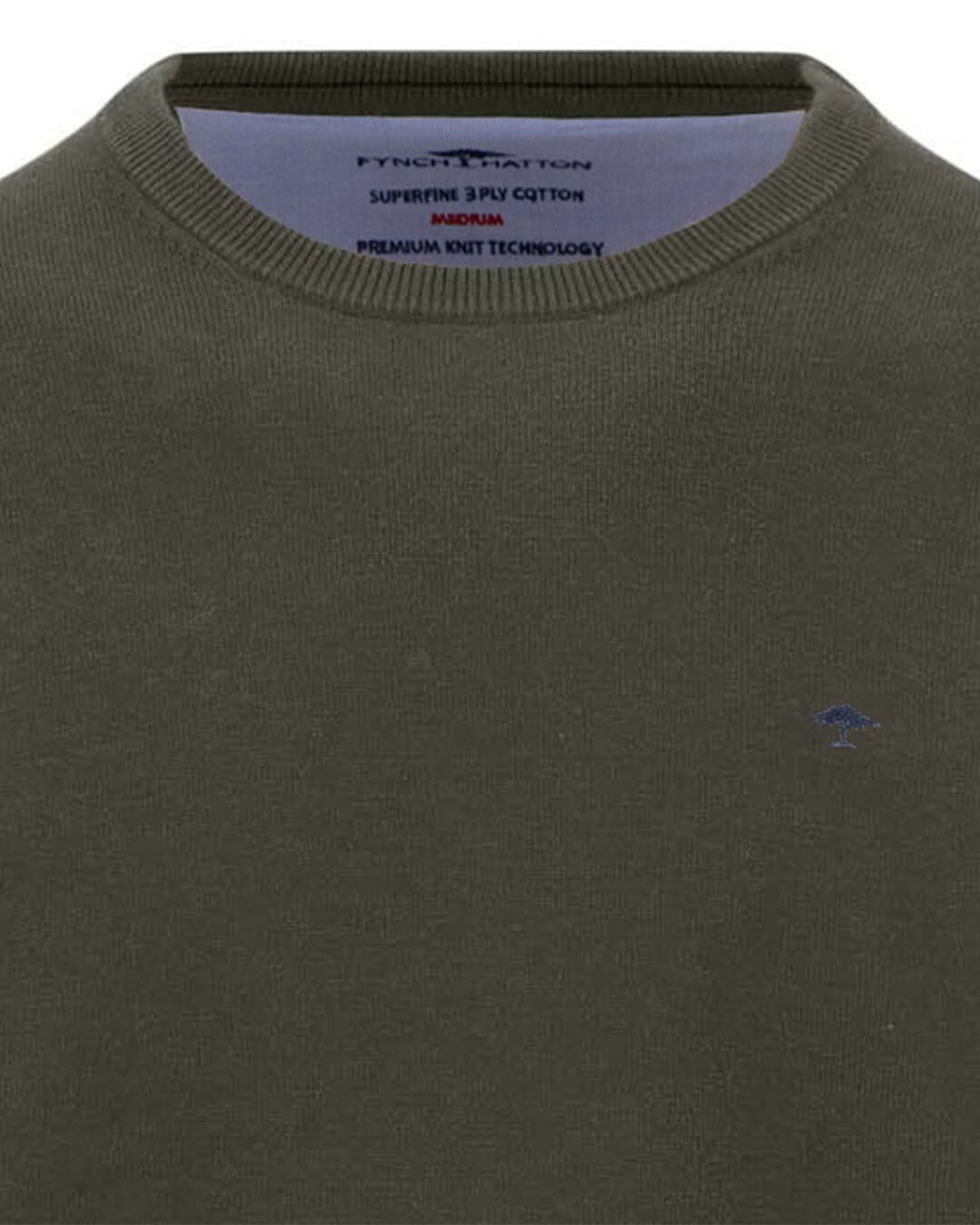 Fynch-Hatton Jumpers Fynch-Hatton Dark Green Superfine Crew Neck Jumper