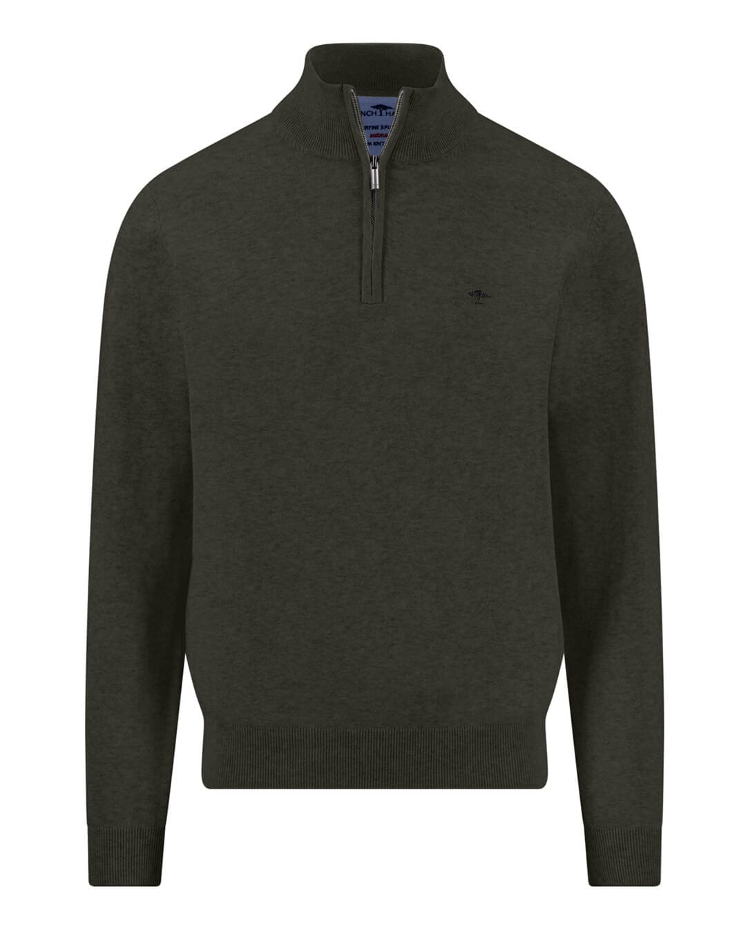 Fynch-Hatton Jumpers Fynch-Hatton Dark Green Superfine Half-Zip Jumper