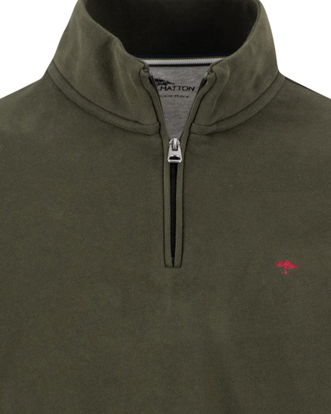 Fynch-Hatton Jumpers Fynch-Hatton Dark Green Sweat Half-Zip Jumper