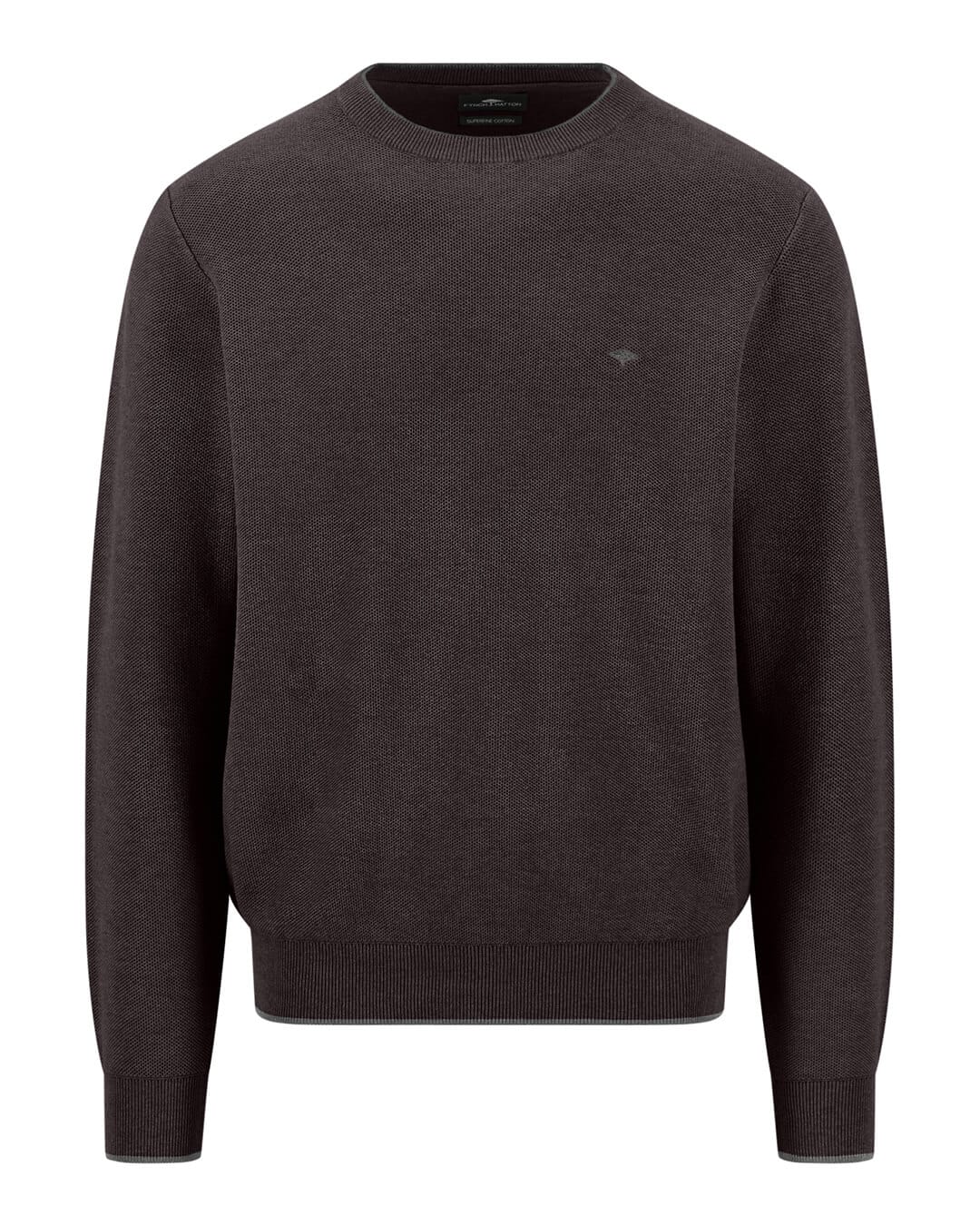 Fynch-Hatton Jumpers Fynch-Hatton Dark Taupe Structure Crew Neck Jumper