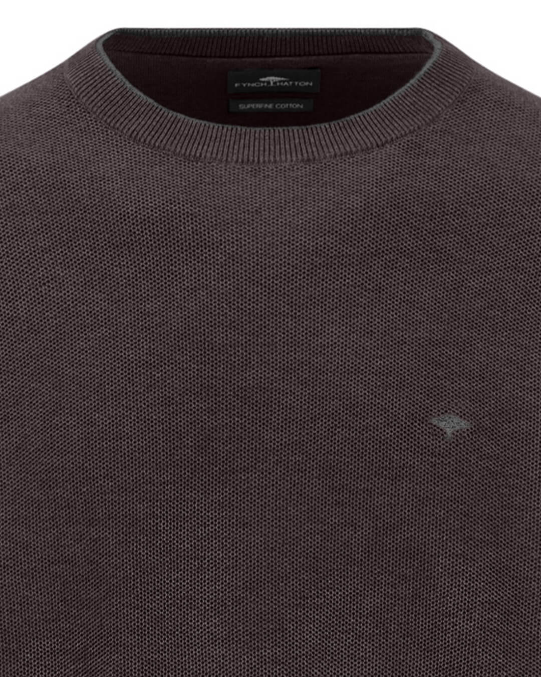 Fynch-Hatton Jumpers Fynch-Hatton Dark Taupe Structure Crew Neck Jumper