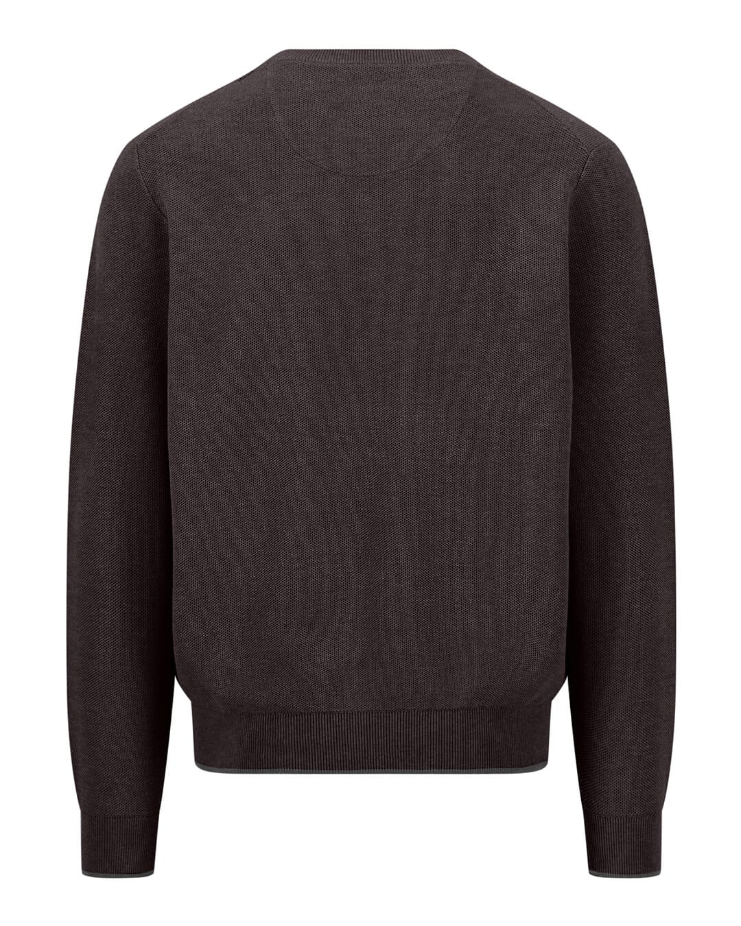 Fynch-Hatton Jumpers Fynch-Hatton Dark Taupe Structure Crew Neck Jumper
