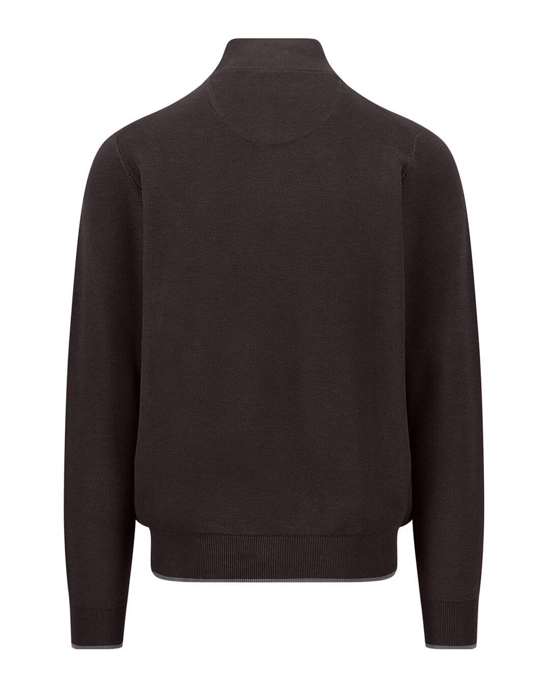 Fynch-Hatton Jumpers Fynch-Hatton Dark Taupe Structure Half-Zip Jumper