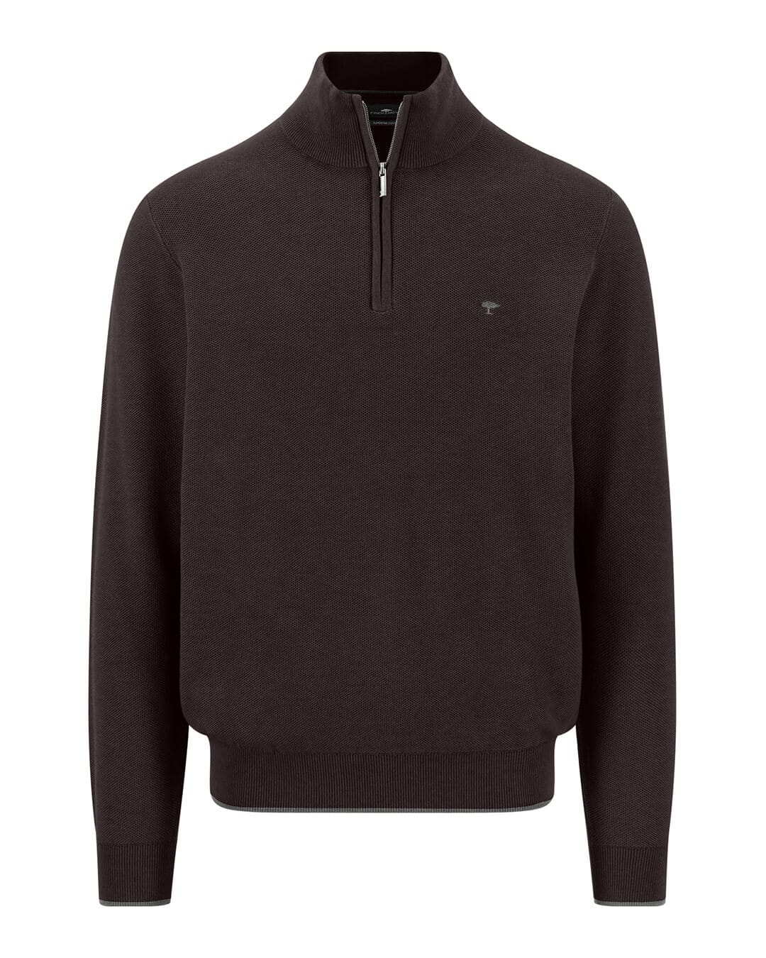 Fynch-Hatton Jumpers Fynch-Hatton Dark Taupe Structure Half-Zip Jumper