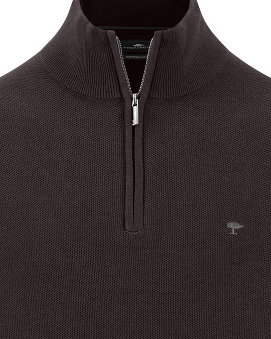 Fynch-Hatton Jumpers Fynch-Hatton Dark Taupe Structure Half-Zip Jumper