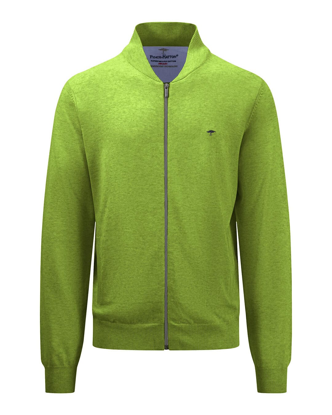 Fynch-Hatton Jumpers Fynch-Hatton Green Classic Zip Neck Jumper