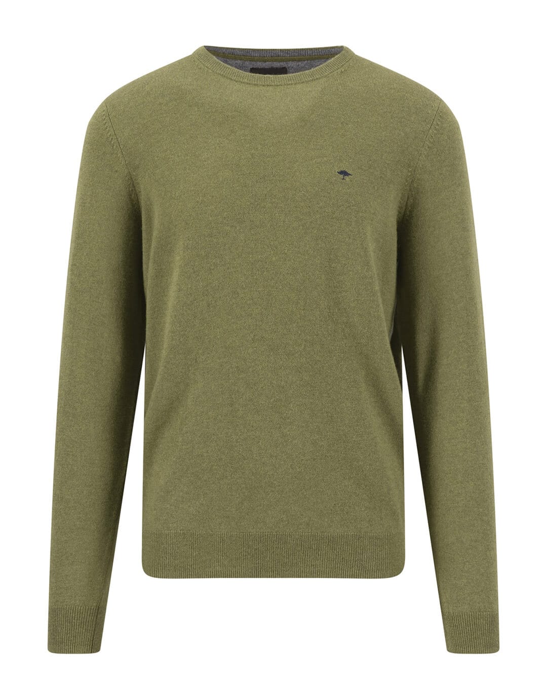 Fynch-Hatton Jumpers Fynch-Hatton Moss Green Merino Cashmere Crew Neck Jumper