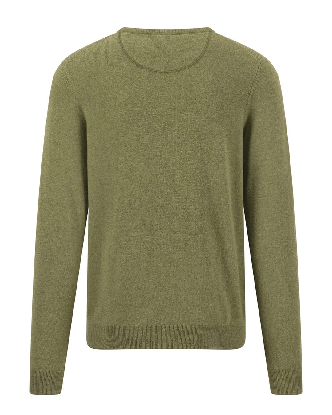 Fynch-Hatton Jumpers Fynch-Hatton Moss Green Merino Cashmere Crew Neck Jumper