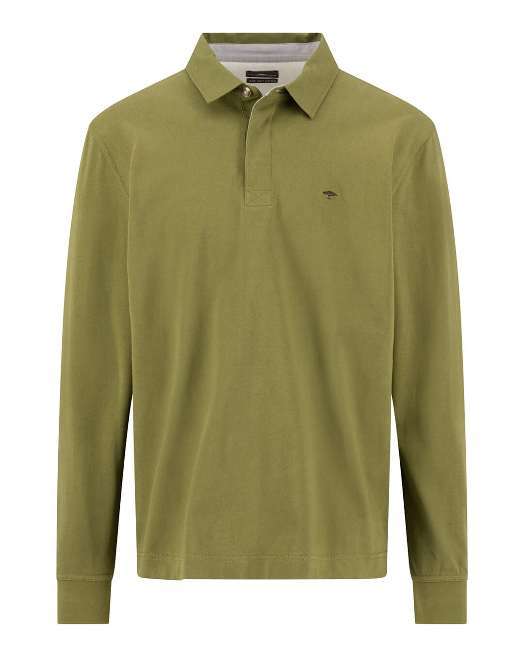 Fynch-Hatton Jumpers Fynch-Hatton Moss Green Solid Interlock Rugby Jumper