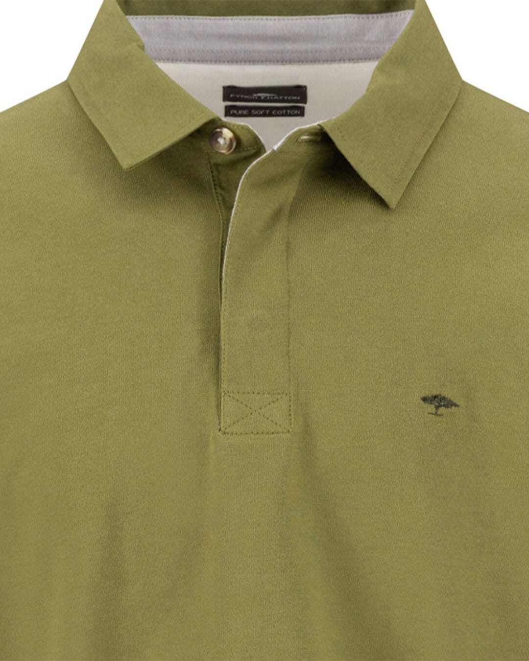 Fynch-Hatton Jumpers Fynch-Hatton Moss Green Solid Interlock Rugby Jumper