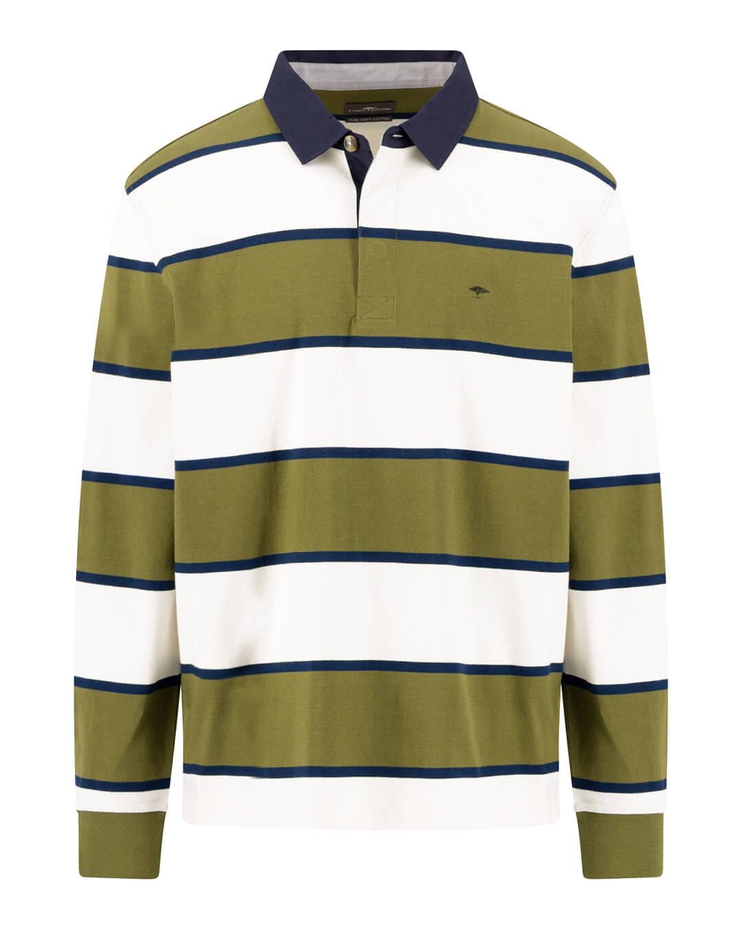 Fynch-Hatton Jumpers Fynch-Hatton Moss Green Striped Interlock Rugby Jumper