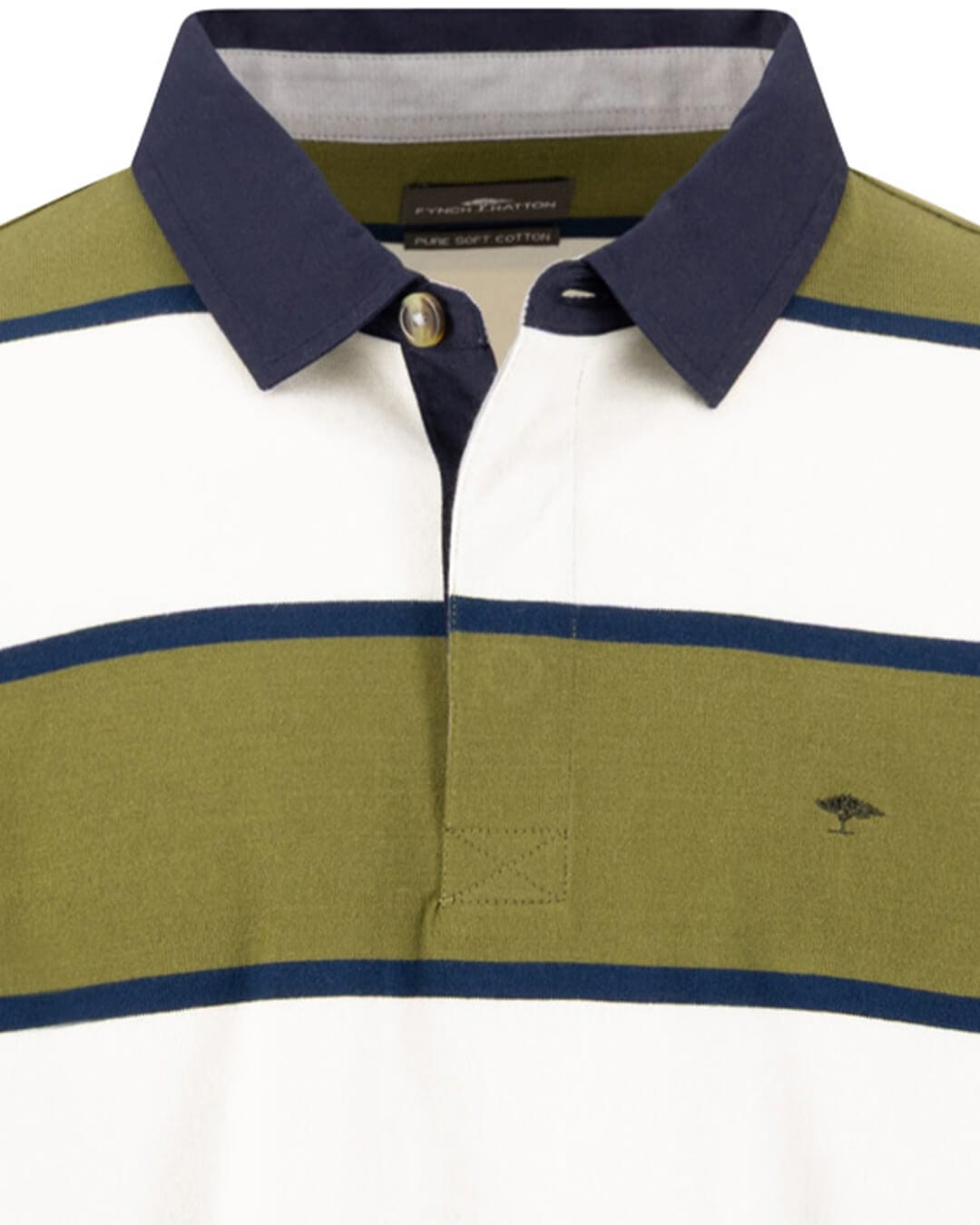 Fynch-Hatton Jumpers Fynch-Hatton Moss Green Striped Interlock Rugby Jumper