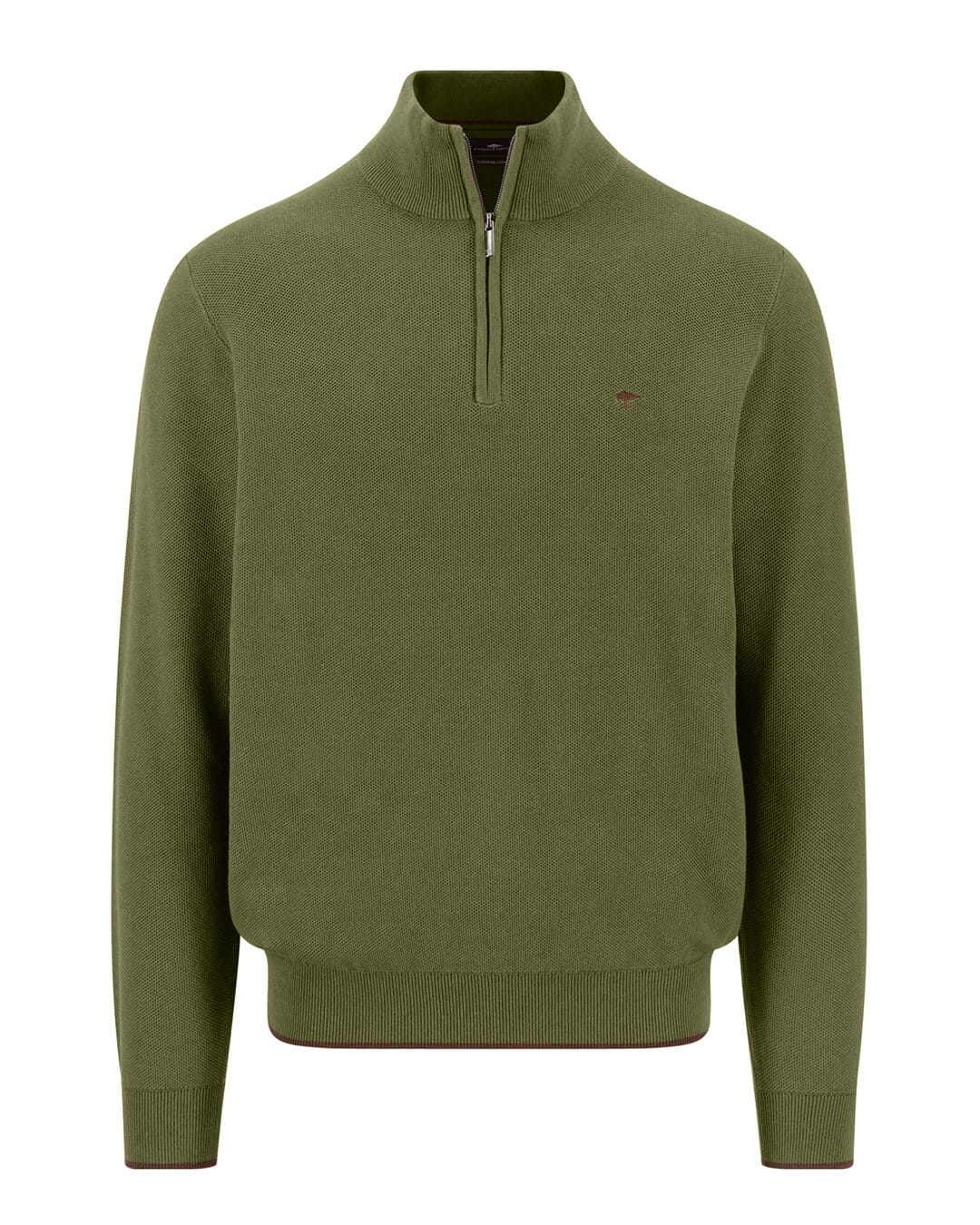 Fynch-Hatton Jumpers Fynch-Hatton Moss Green Structure Half-Zip Jumper