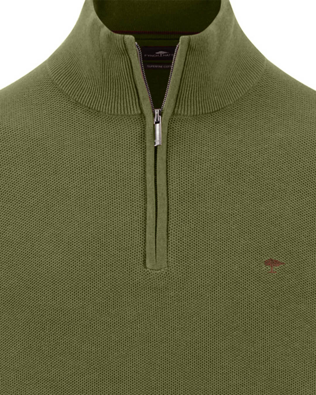 Fynch-Hatton Jumpers Fynch-Hatton Moss Green Structure Half-Zip Jumper