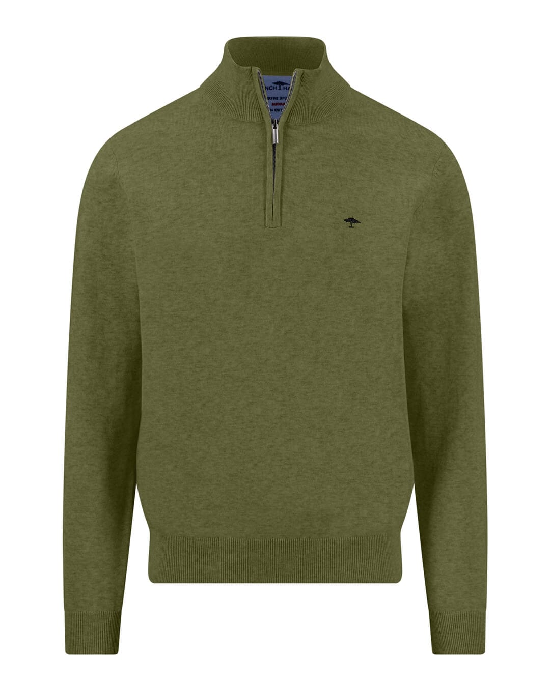 Fynch-Hatton Jumpers Fynch-Hatton Moss Green Superfine Half-Zip Jumper