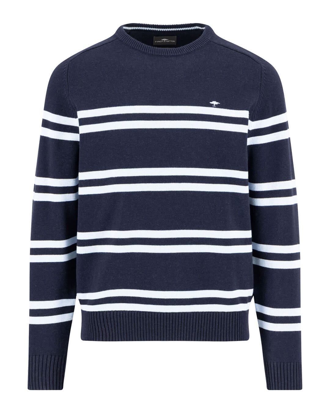 Fynch-Hatton Jumpers Fynch-Hatton O-Neck Supersoft Striped Navy