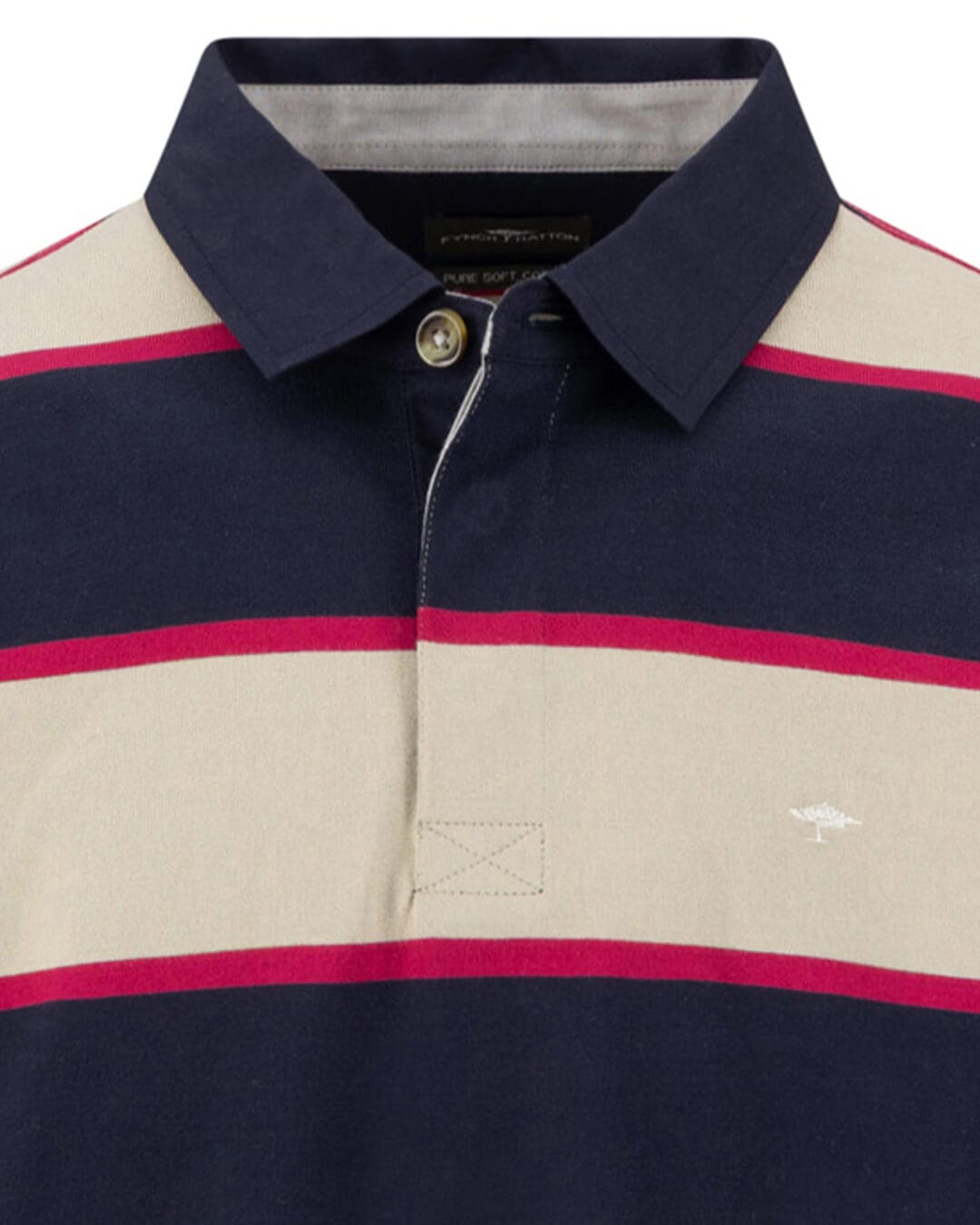 Fynch-Hatton Jumpers Fynch-Hatton Terracotta Striped Interlock Rugby Jumper