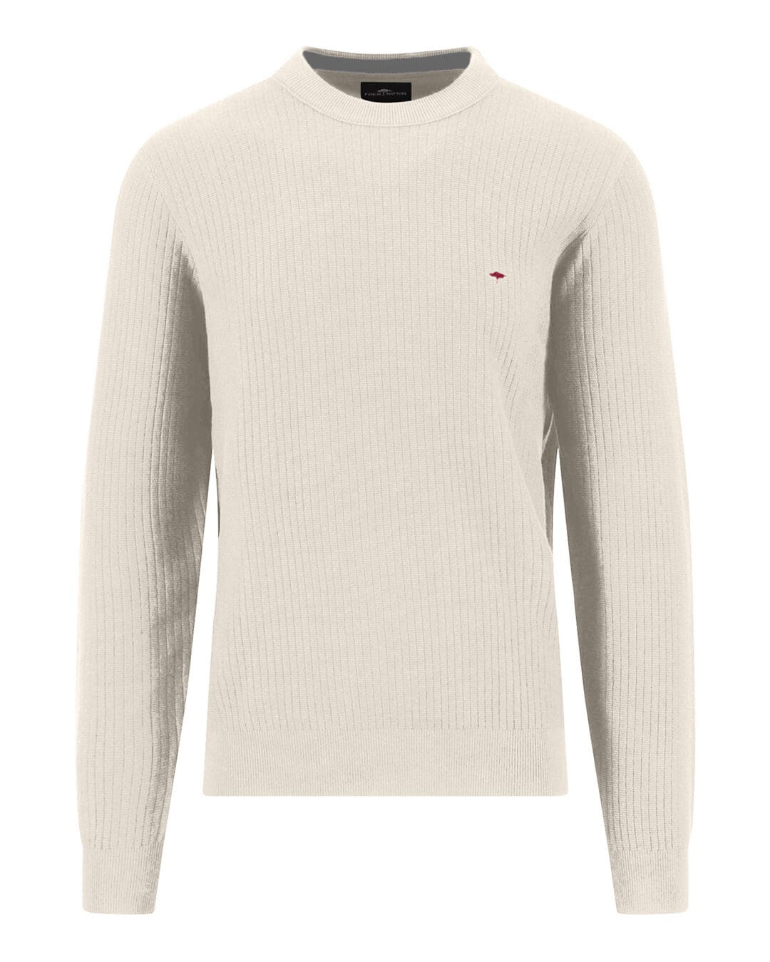 Fynch-Hatton Jumpers Fynch-Hatton White Ribbed Crew Neck Jumper