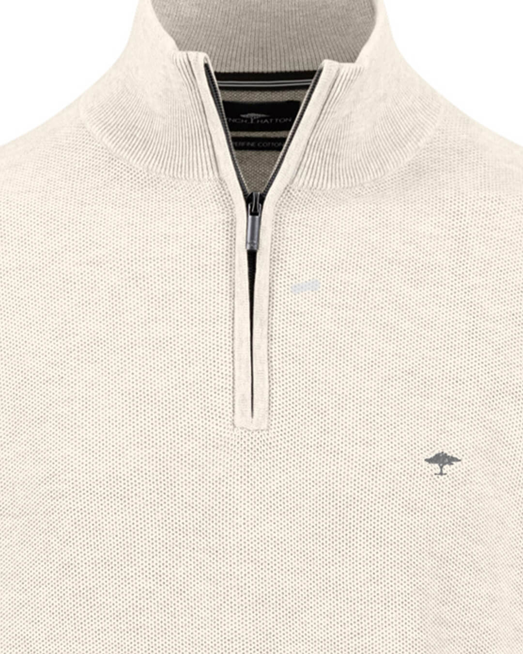 Fynch-Hatton Jumpers Fynch-Hatton White Structure Half-Zip Jumper