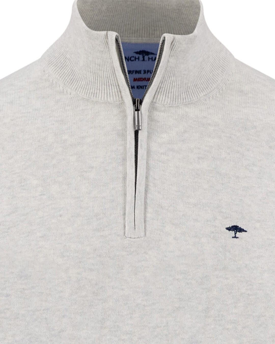 Fynch-Hatton Jumpers Fynch-Hatton White Superfine Half-Zip Jumper