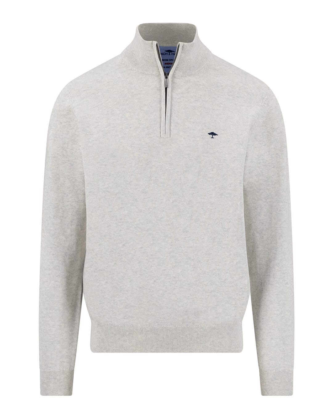 Fynch-Hatton Jumpers Fynch-Hatton White Superfine Half-Zip Jumper