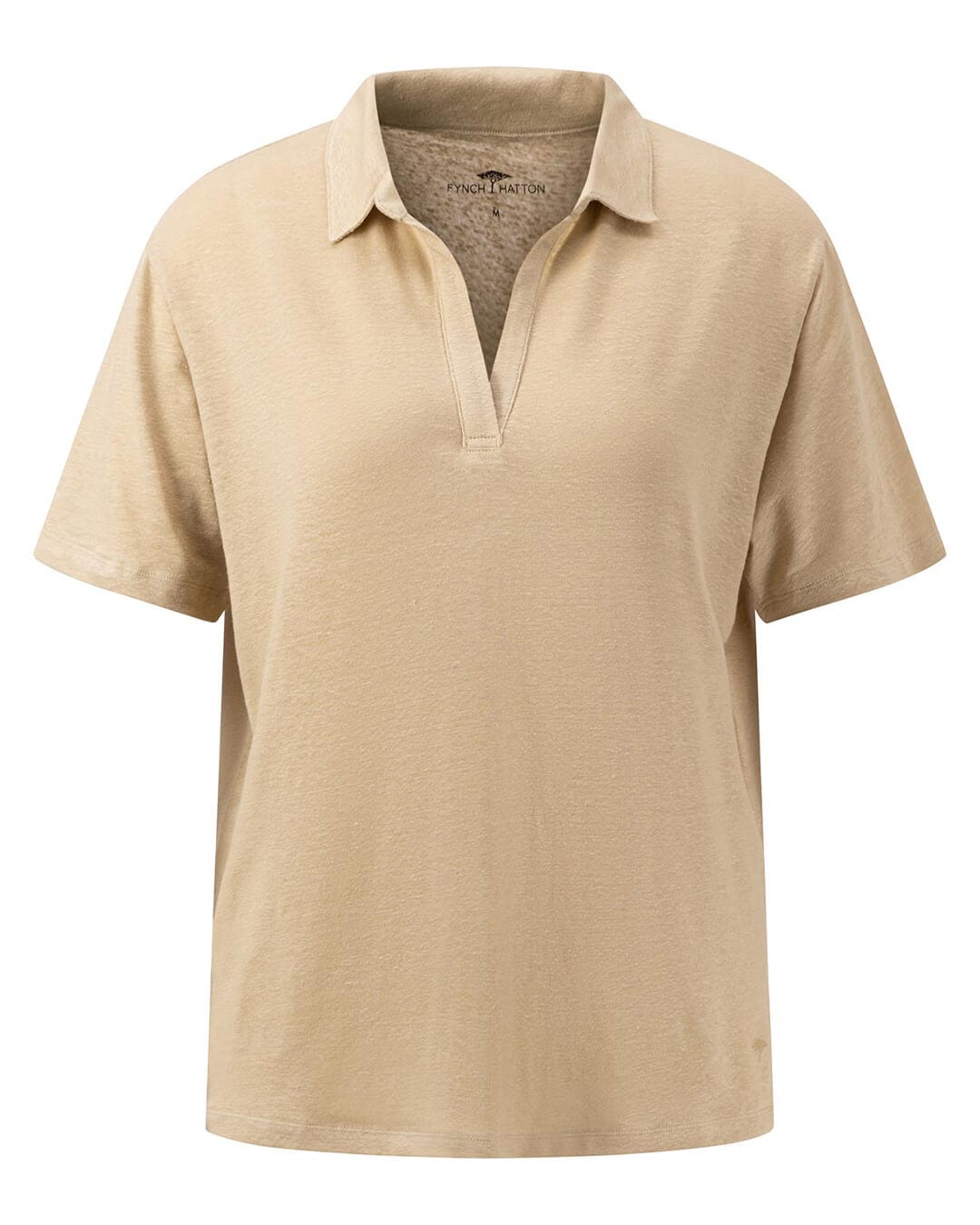 Fynch-Hatton Polo Shirts Fynch-Hatton Beige Linen Polo Shirt