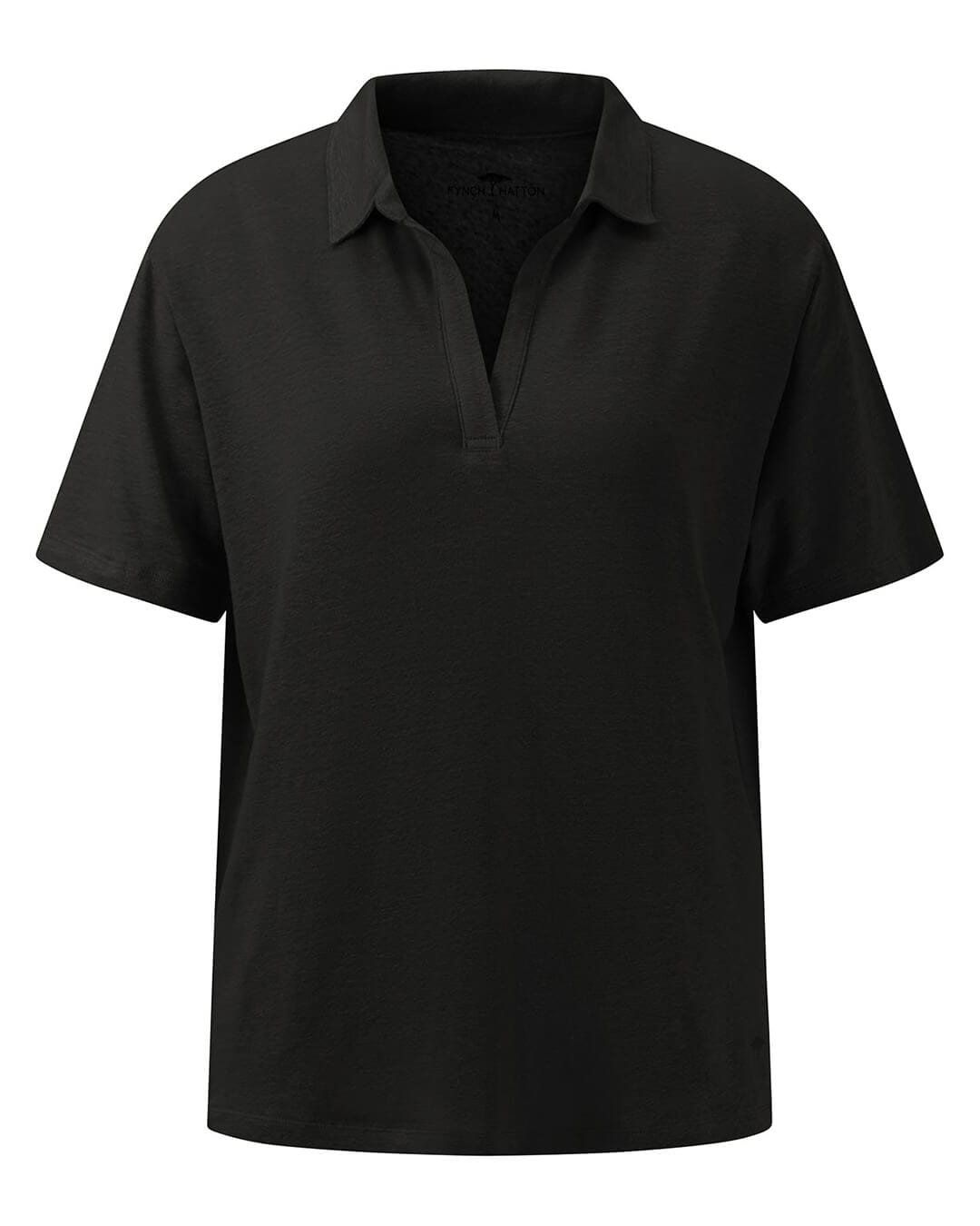 Fynch-Hatton Polo Shirts Fynch-Hatton Black Linen Polo Shirt