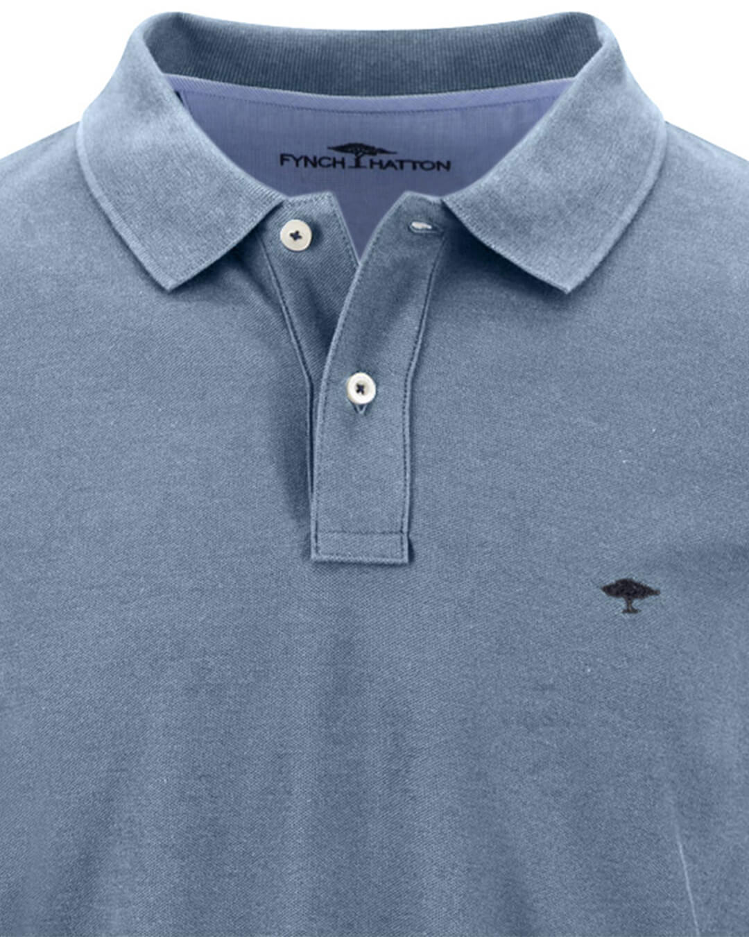 Fynch-Hatton Polo Shirts Fynch-Hatton Blue Fynch-Hatton Polo Ls Premium Cotton Air Blue F660