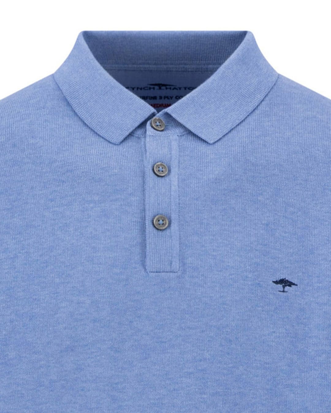 Fynch-Hatton Polo Shirts Fynch-Hatton Blue Fynch-Hatton Polo Ls Superfine Crystal Blue F604