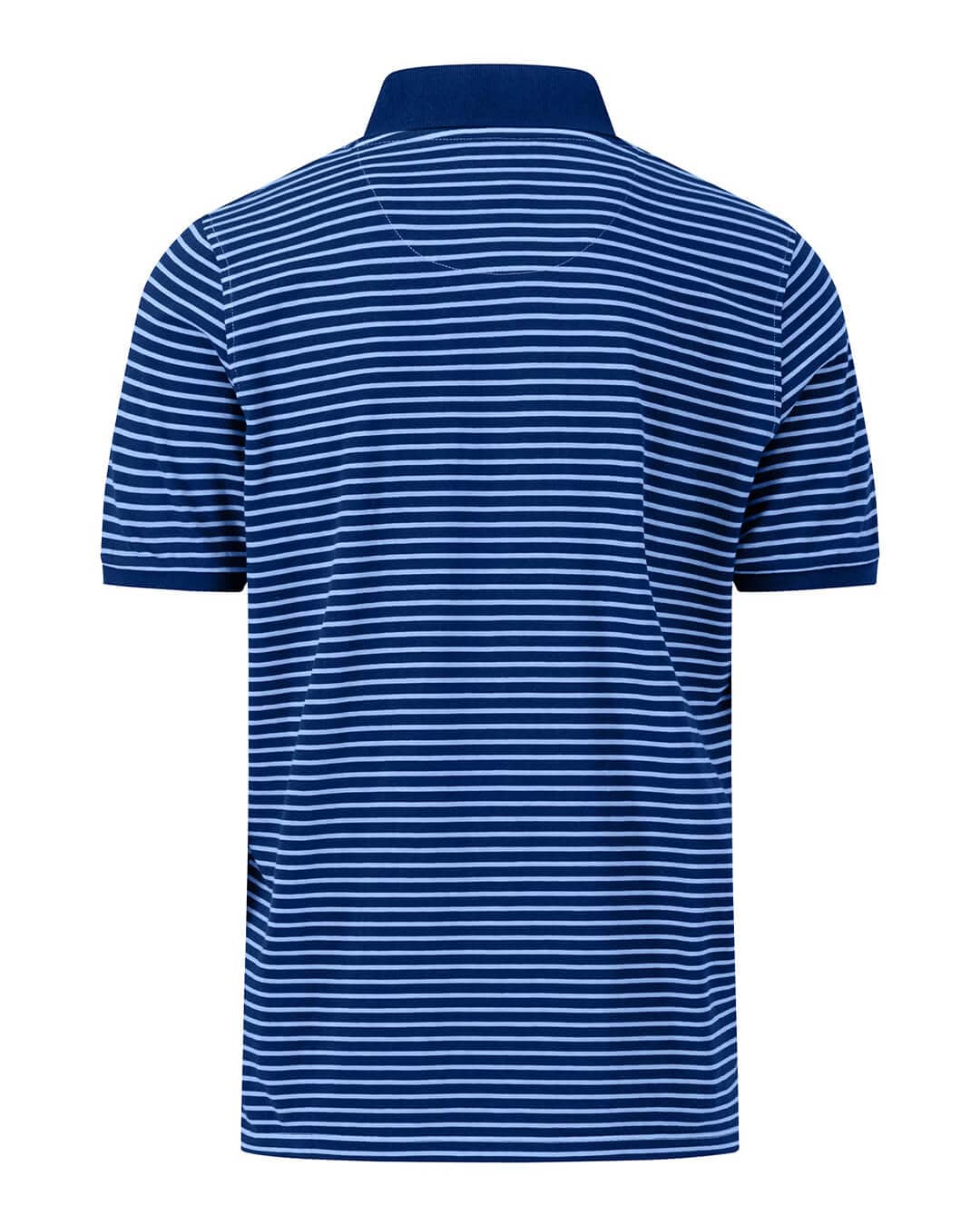 Fynch-Hatton Polo Shirts Fynch-Hatton Blue Striped Washed Polo Shirt