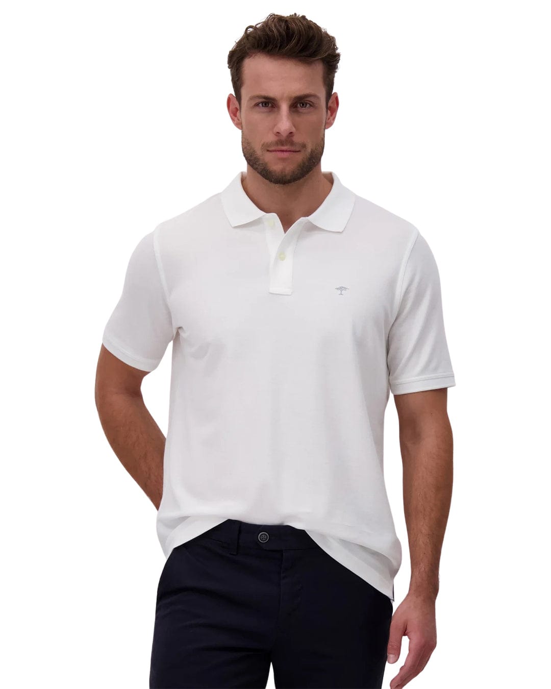 Fynch-Hatton Polo Shirts Fynch-Hatton Classic Supima Cotton White Polo Shirt