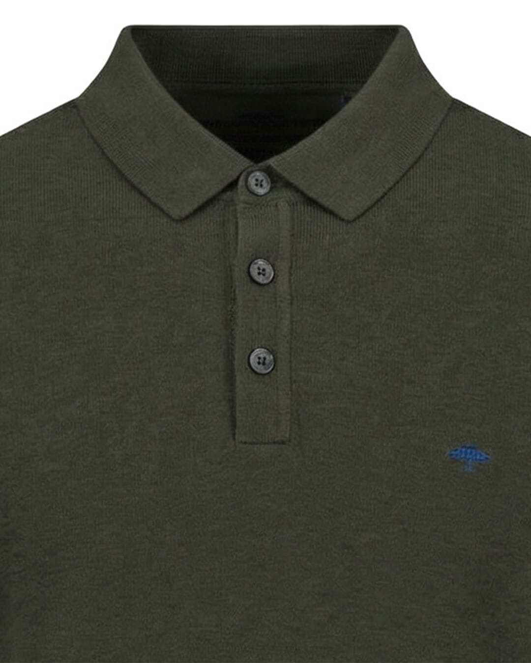 Fynch-Hatton Polo Shirts Fynch-Hatton Dark Green Superfine Long Sleeve Polo Shirt