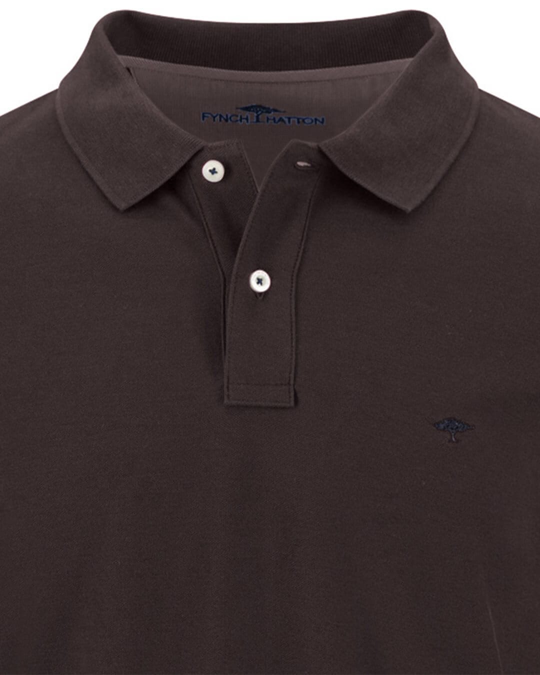 Fynch-Hatton Polo Shirts Fynch-Hatton Dark Taupe Premium Cotton Long Sleeve Polo Shirt