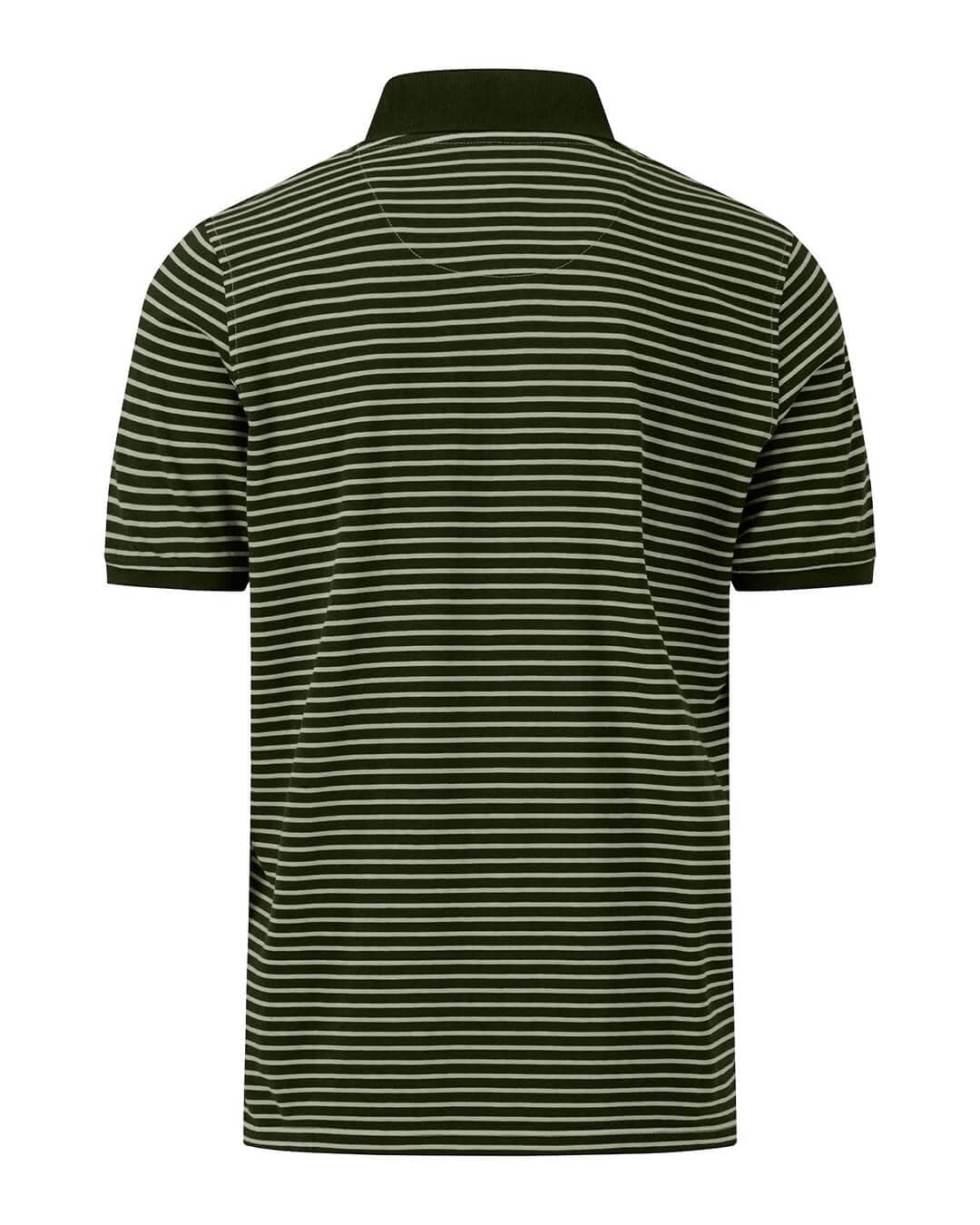 Fynch-Hatton Polo Shirts Fynch-Hatton Green Striped Washed Polo Shirt