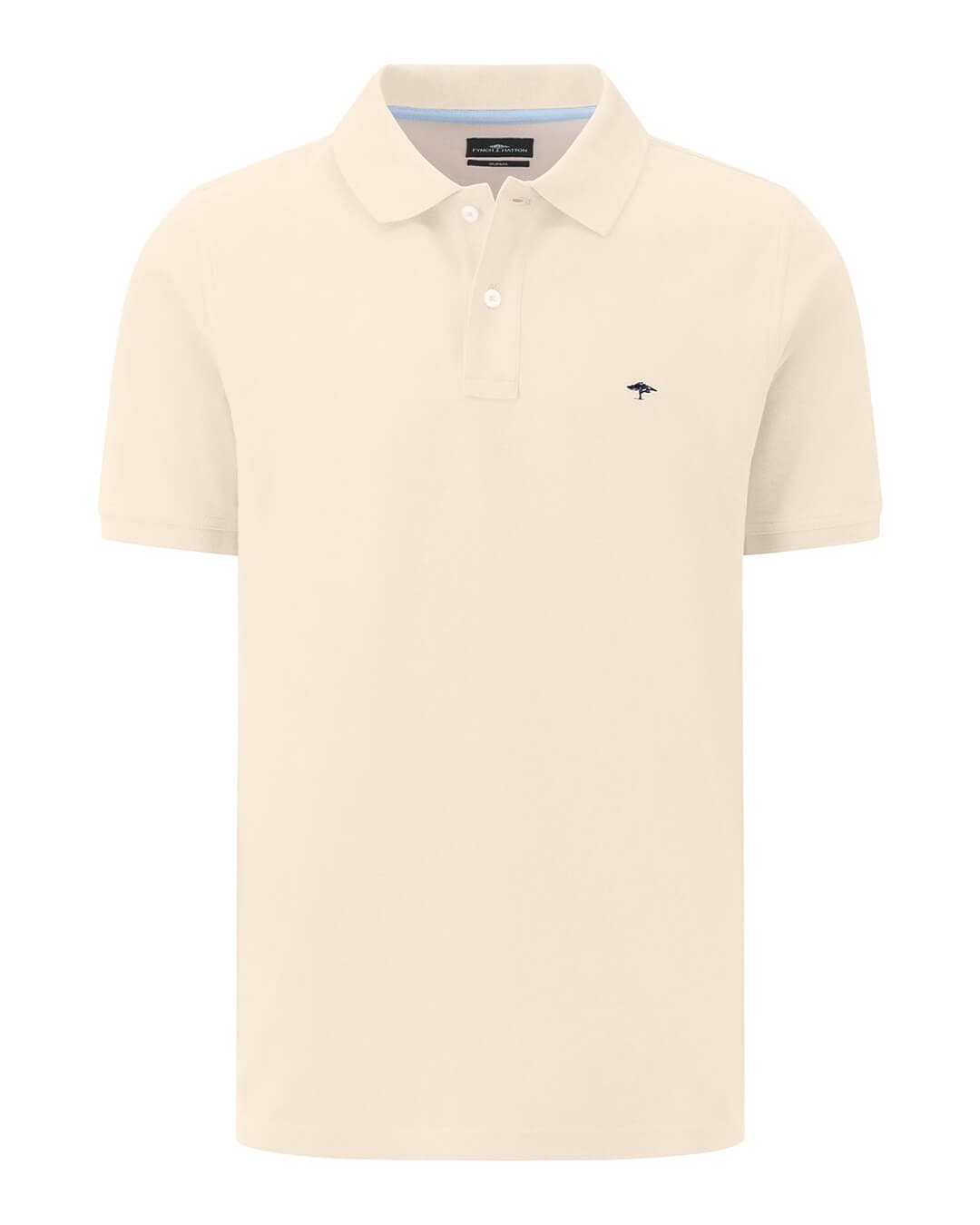 Fynch-Hatton Polo Shirts Fynch-Hatton Off White Basic Supima Cotton Polo Shirt