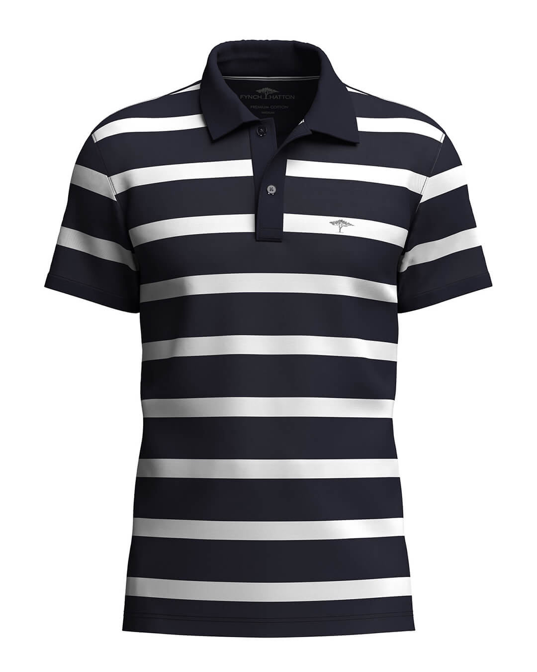 Fynch-Hatton Polo Shirts Fynch-Hatton Polo Striped Premium Cotton Navy