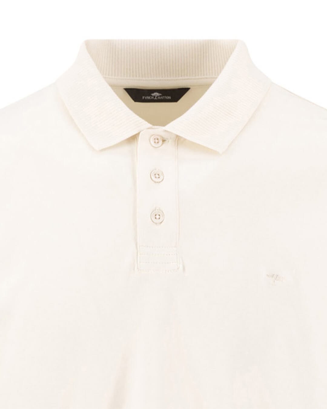 Fynch-Hatton Polo Shirts Fynch-Hatton White Compact Cotton Long Sleeve Polo Shirt