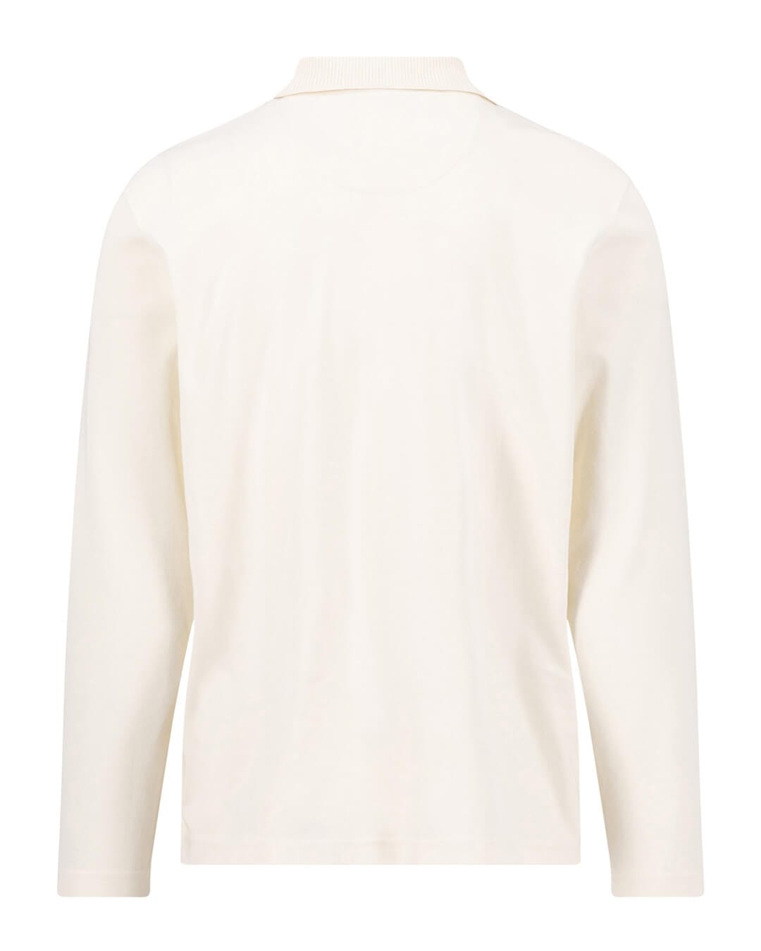 Fynch-Hatton Polo Shirts Fynch-Hatton White Compact Cotton Long Sleeve Polo Shirt