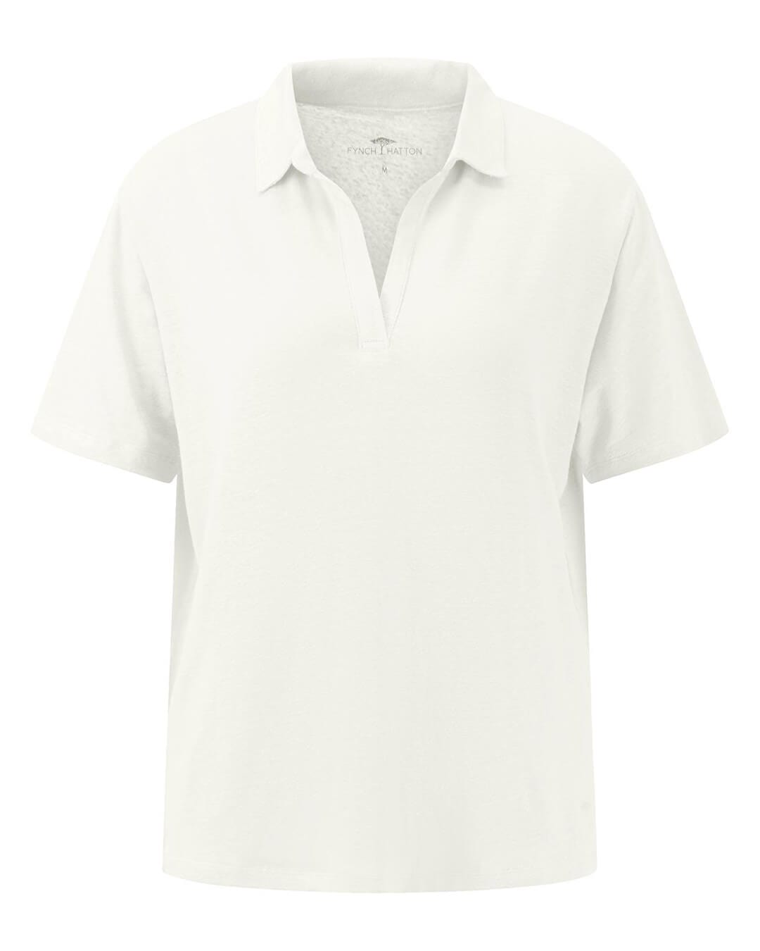 Fynch-Hatton Polo Shirts Fynch-Hatton White Linen Polo Shirt