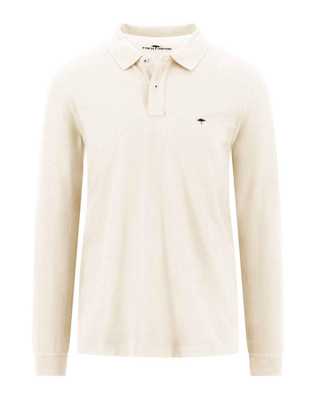 Fynch-Hatton Polo Shirts Fynch-Hatton White Premium Cotton Long Sleeve Polo Shirt