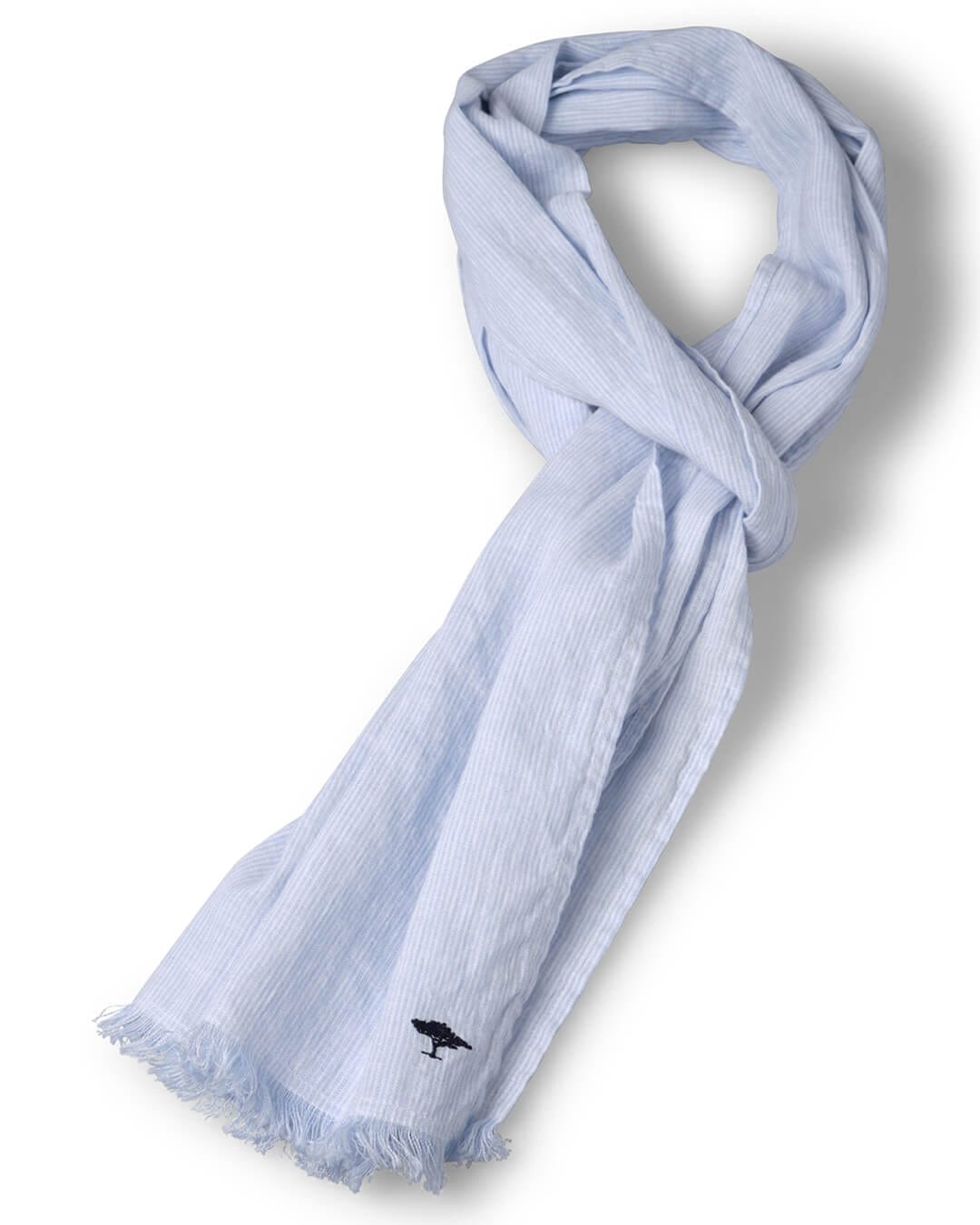 Fynch-Hatton Scarves ONE Fynch-Hatton Checks And Stripes Sky Blue Linen Scarf