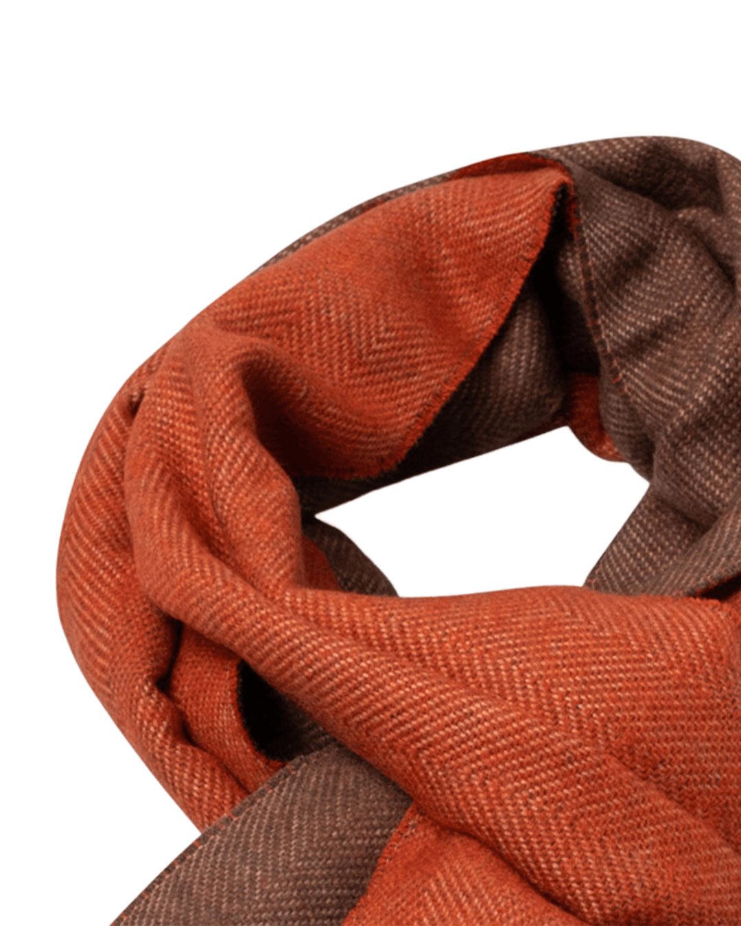 Fynch-Hatton Scarves ONE Fynch-Hatton Tobacco Brown Herringbone Wool Scarf