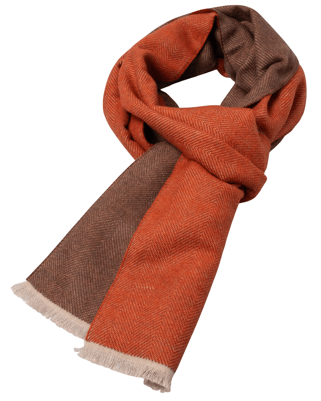 Fynch-Hatton Scarves ONE Fynch-Hatton Tobacco Brown Herringbone Wool Scarf