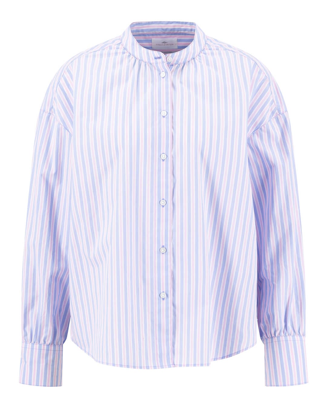 Fynch-Hatton Shirts Fynch-Hatton Blouse Sleeve Detail Stripe Cornflower Blue