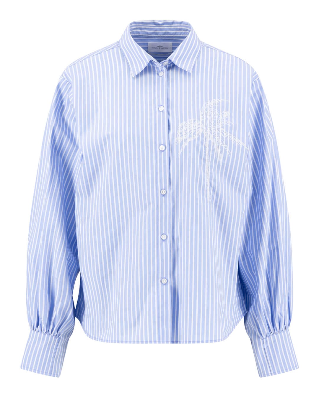 Fynch-Hatton Shirts Fynch-Hatton Blouse Stripe Embro Cornflower Blue