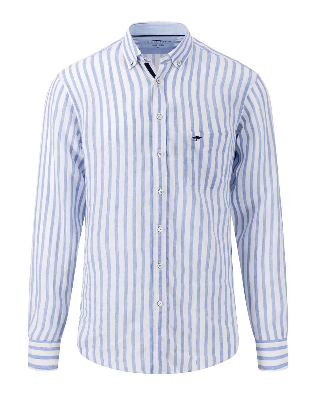 Fynch-Hatton Shirts Fynch-Hatton Blue Classic Striped Pure Linen Shirt
