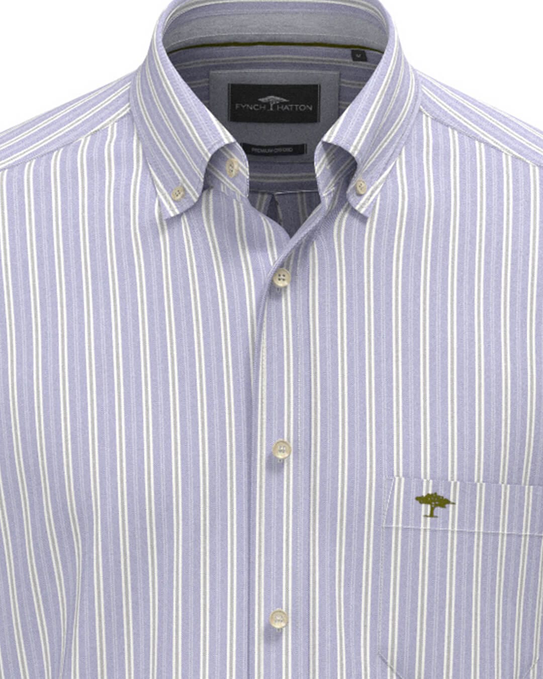 Fynch-Hatton Shirts Fynch-Hatton Blue Fynch-Hatton Heritage Oxford Stripe Bd Ls Cobalt F674