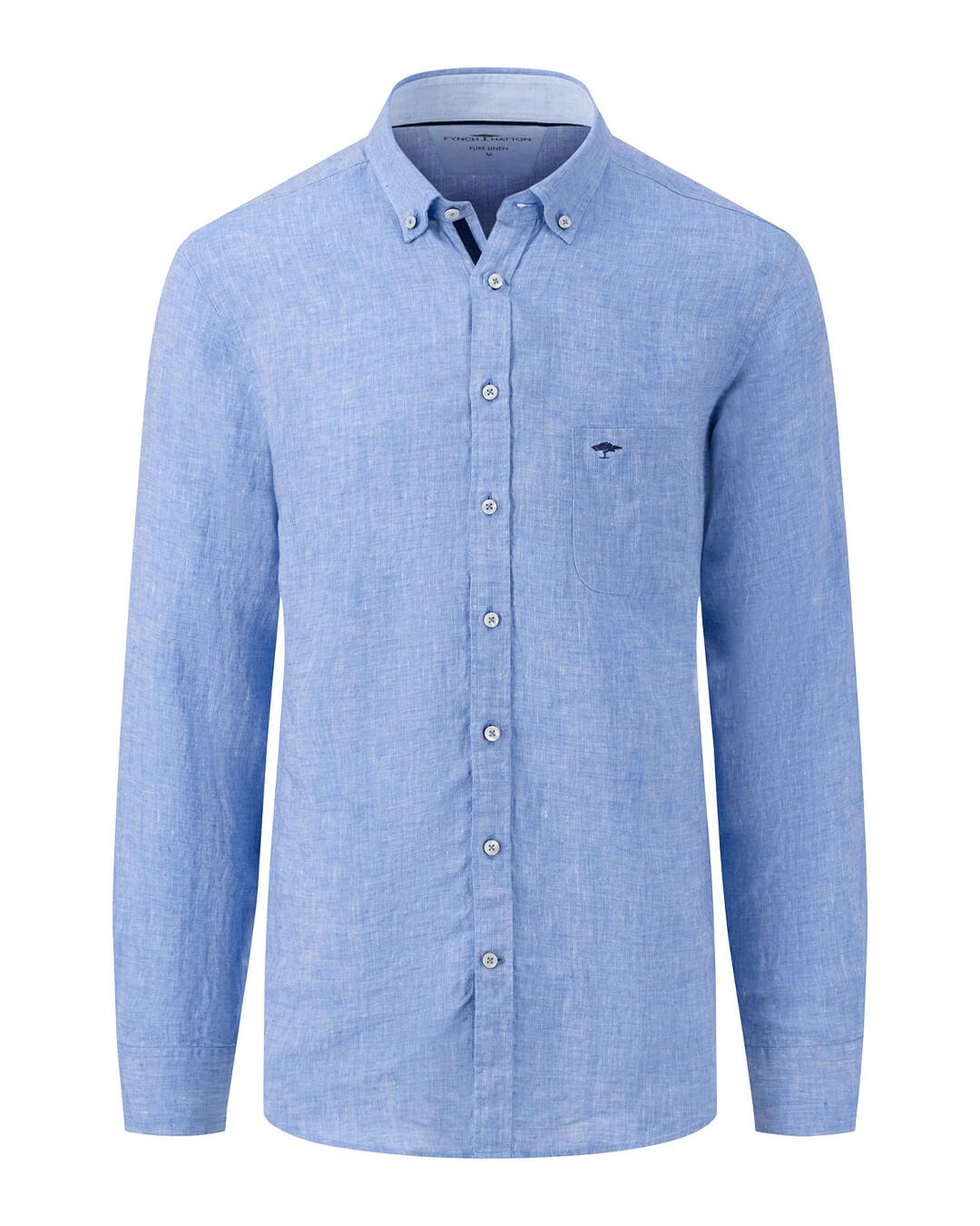 Fynch-Hatton Shirts Fynch-Hatton Blue Pure Linen Long Sleeved Shirt